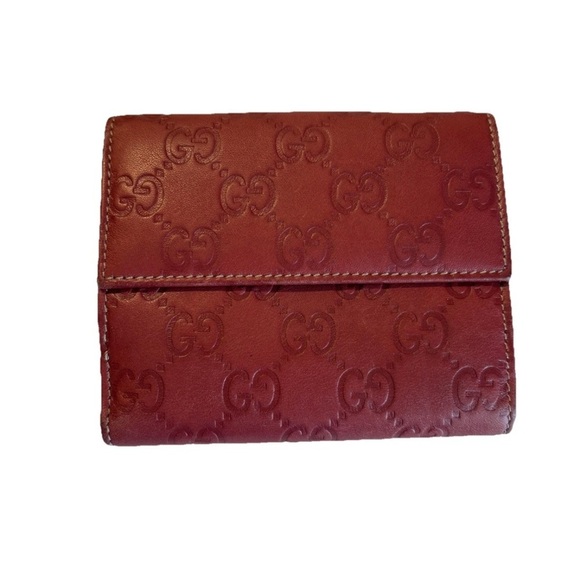 Authentic Vintage Gucci Guccissima Red Leather Wallet with box Made in Italy - Picture 3 of 12